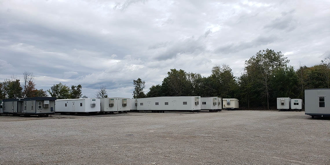 mobile offices lined up in a row at Willscot, Cleveland, OH