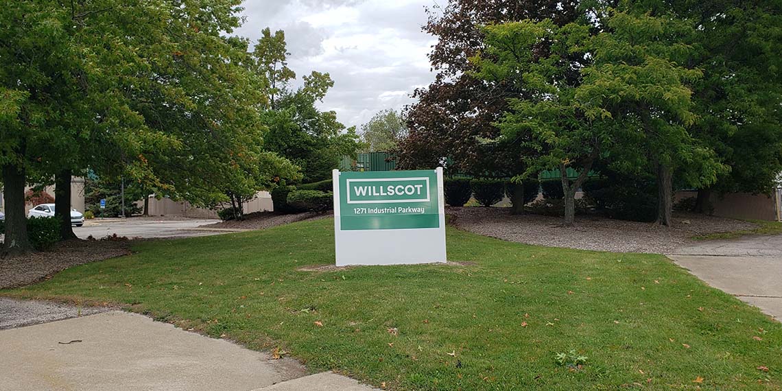 an exterior sign for Willscot, Cleveland, OH