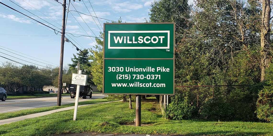 an outside sign for the WillScot North Philadelphia, PA location