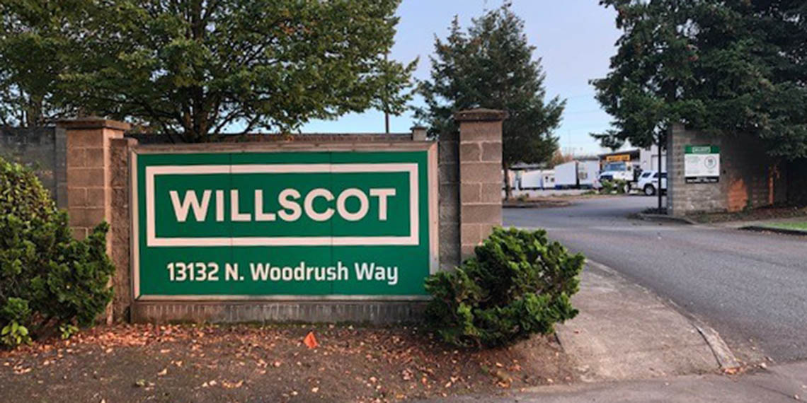an exterior sign for the WillScot Portland, OR office