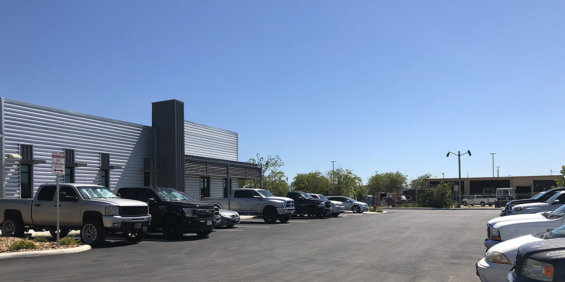 the parking lot of the WillScot San Antonio, TX office